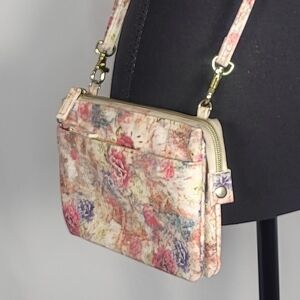 Floral Convertible Crossbody Wristlet Wallet Purse Double Zip Boho Cottagecore